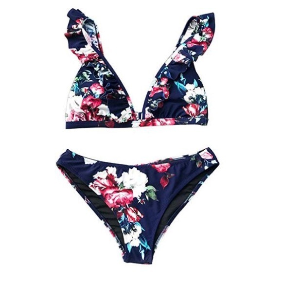 Cupshe Floral Print Low-Rise Ruffle Bikini - Picture 2 of 4
